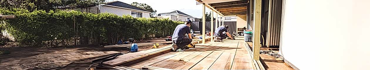 Men building a deck