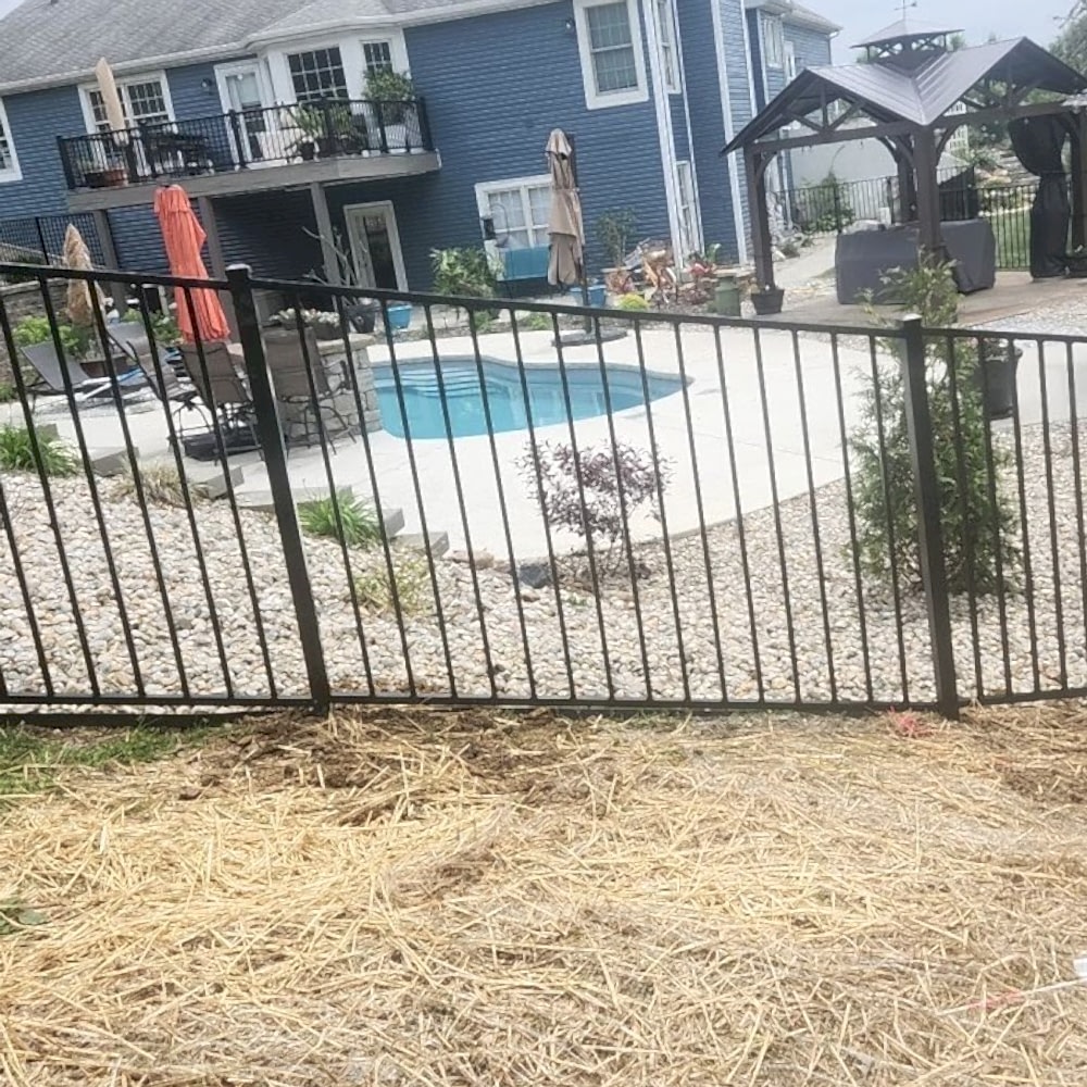 Aluminum fence around pool