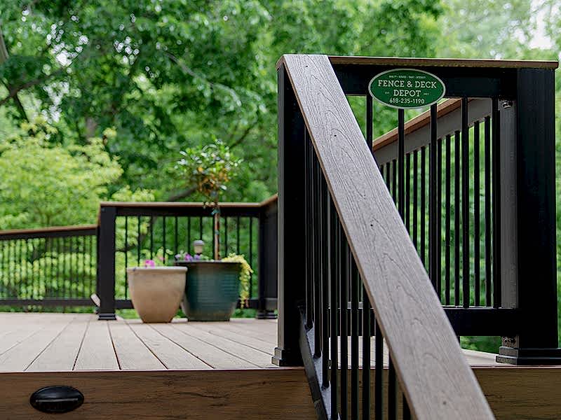 Picture Frame Deck Feature 2 Fence and Deck logo on a picture frame deck